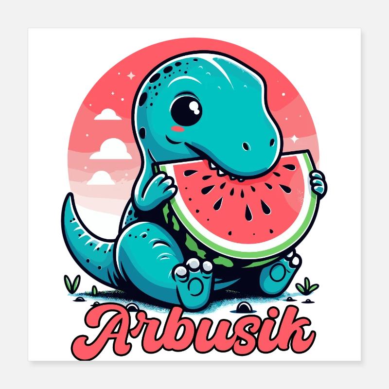 Mignon T-Rex Pastèque Arbusik Cadeau Poster 40 x 40 cm