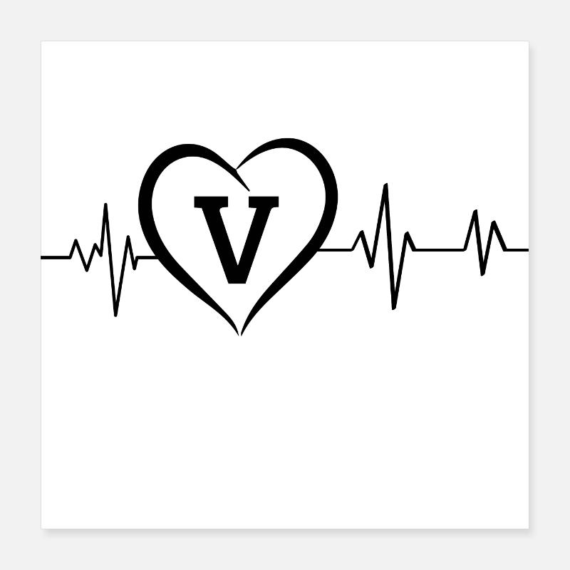 heartbeat letter V Poster 16" x 16" (40x40 cm)