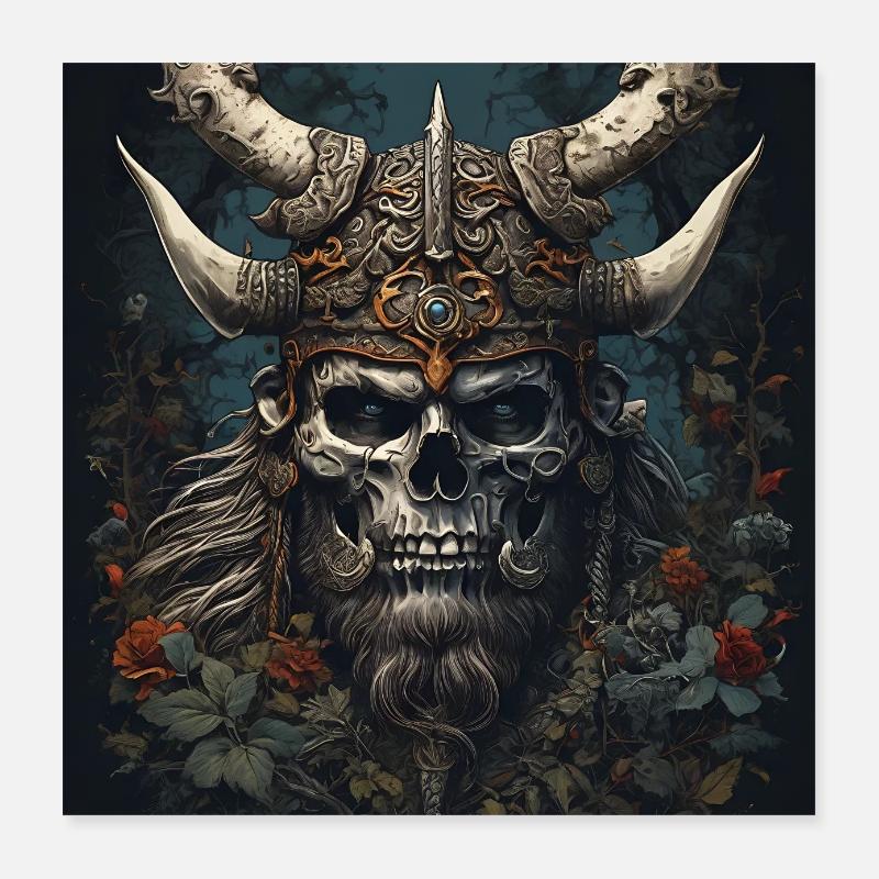 Viking Skull Face Poster 16" x 16" (40x40 cm)