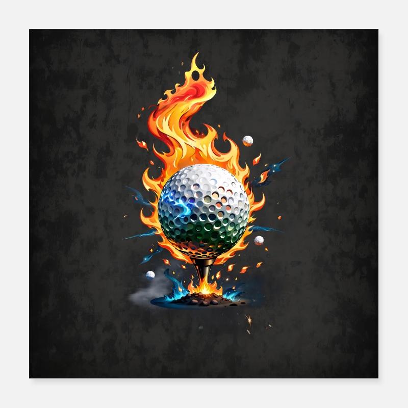 Glänzend weißer Golfball Poster 40x40 cm