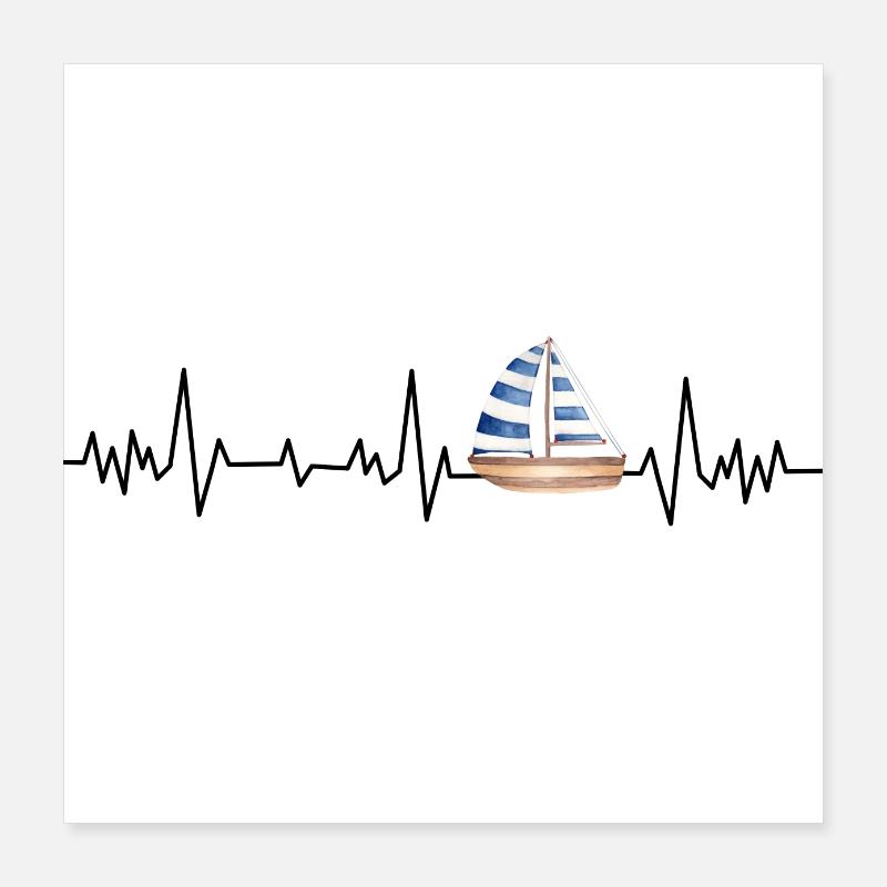 Heartbeat boat Poster 16" x 16" (40x40 cm)