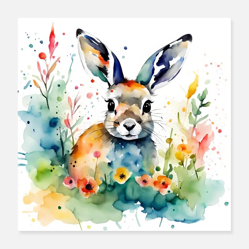 Bunny coloured Poster 16" x 16" (40x40 cm)