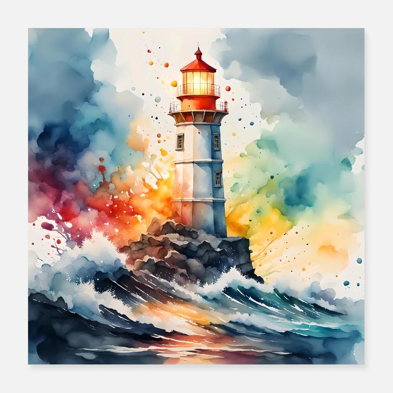 Leuchtturm Poster 40x40 cm
