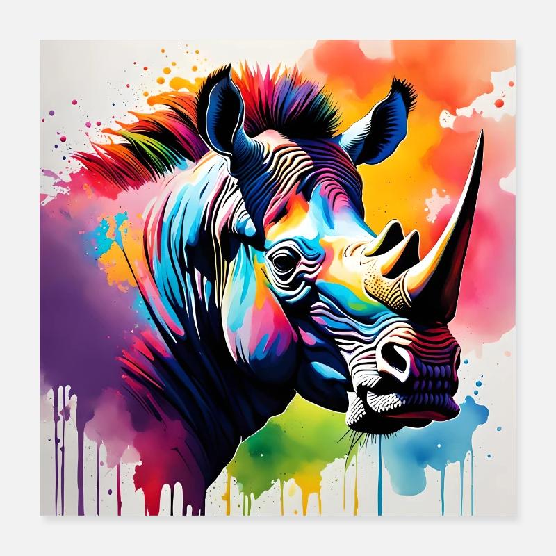 Nashorn Poster 40x40 cm