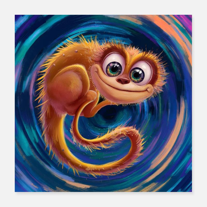 Petite créature drôle poilue Poster 40 x 40 cm
