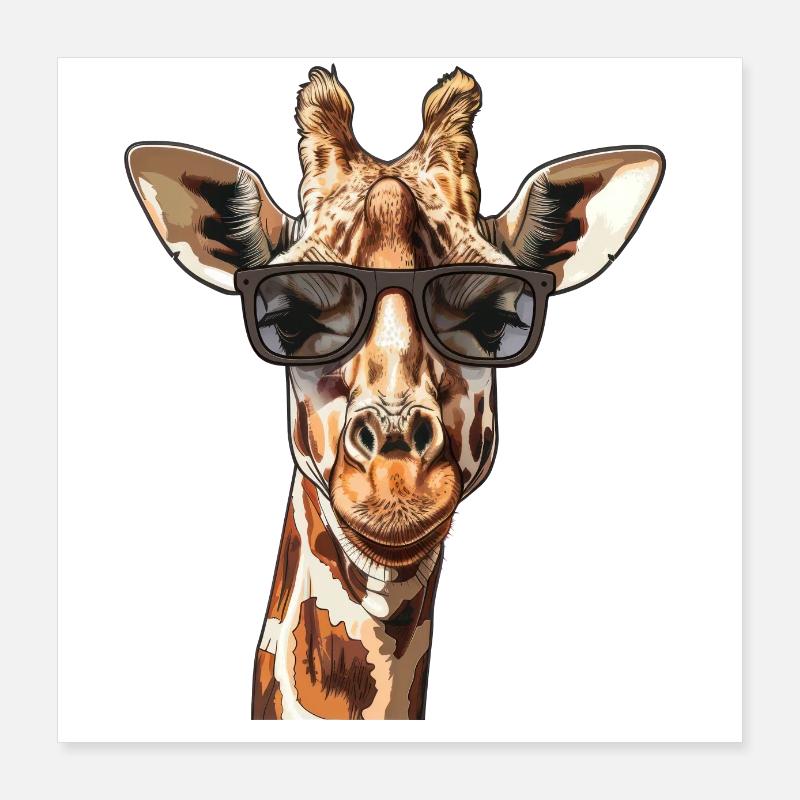 Giraffe Funny Summer Poster 16" x 16" (40x40 cm)