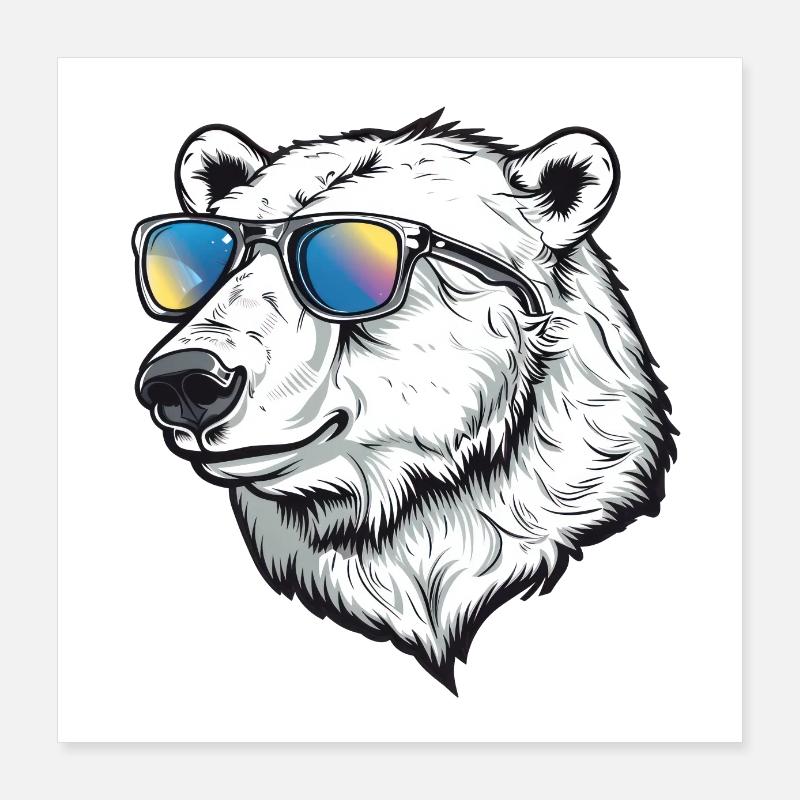 Polar Bear Funny Summer Sun Poster 16" x 16" (40x40 cm)