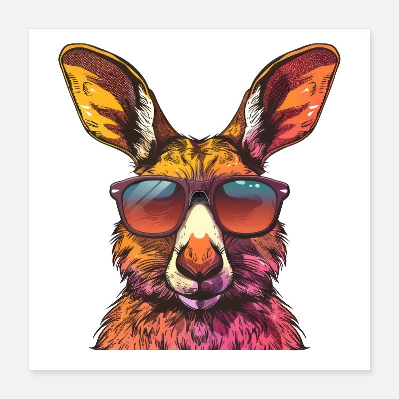 Lunettes de soleil kangourou drôle Poster 40 x 40 cm