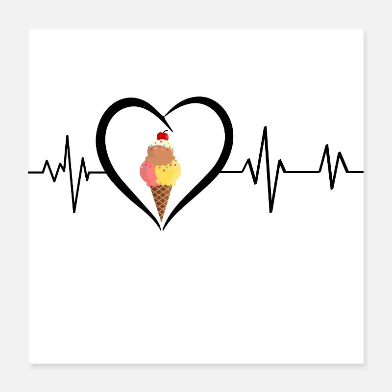 battement de cœur cornet de glace Poster 40 x 40 cm