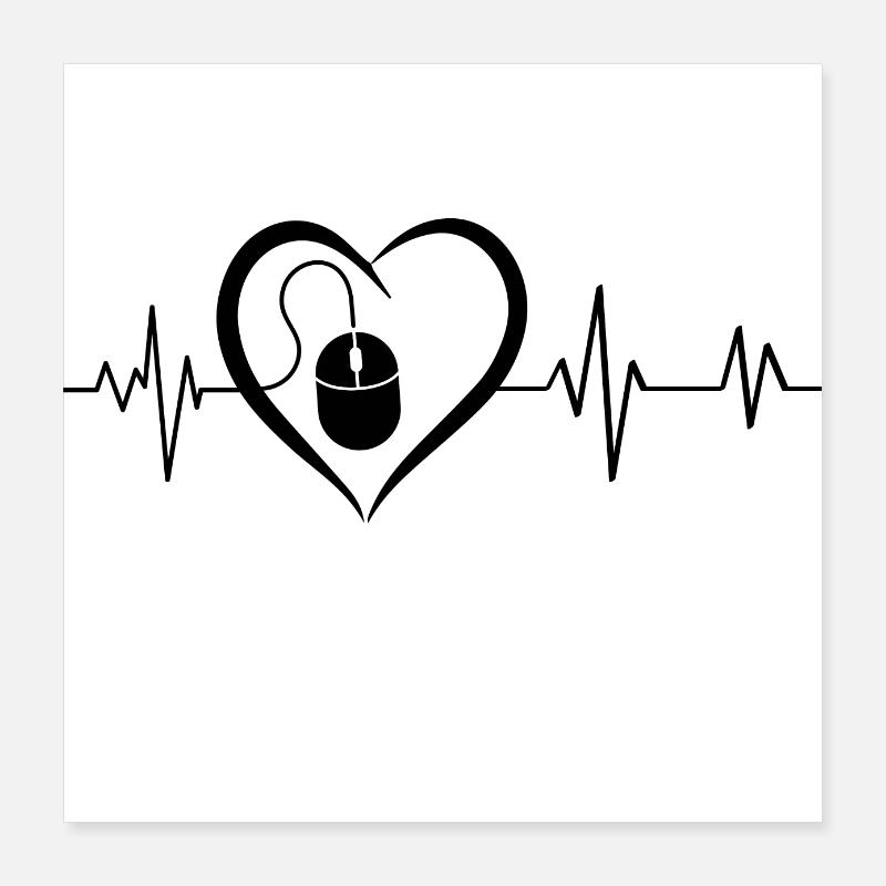 Heartbeat Computer Mouse Poster 40x40 cm