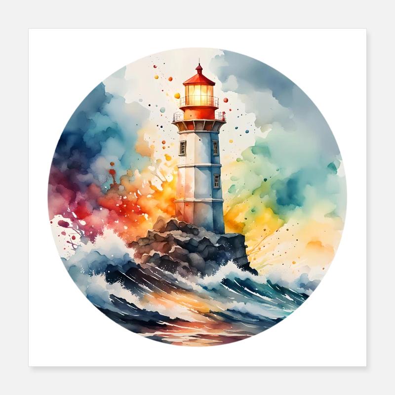 Leuchtturm Runder Batch Poster 40x40 cm