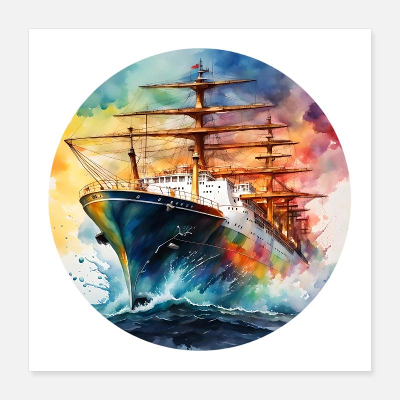 Ship Large Round Batch Poster 16" x 16" (40x40 cm)