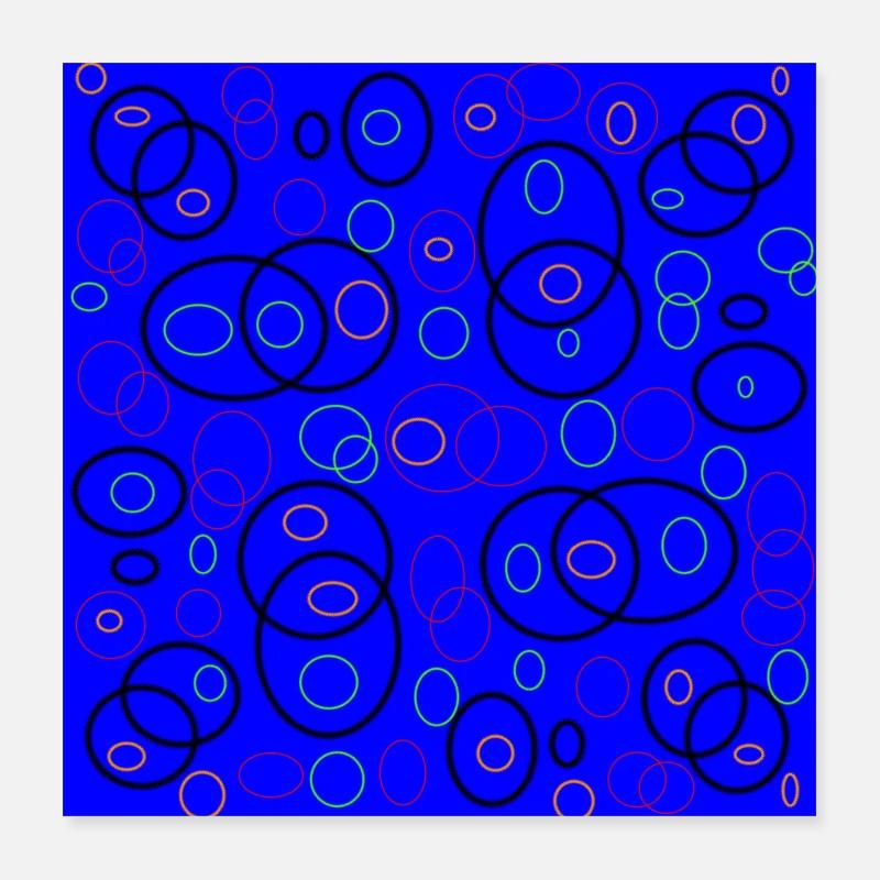 circles on blue background Poster 16" x 16" (40x40 cm)