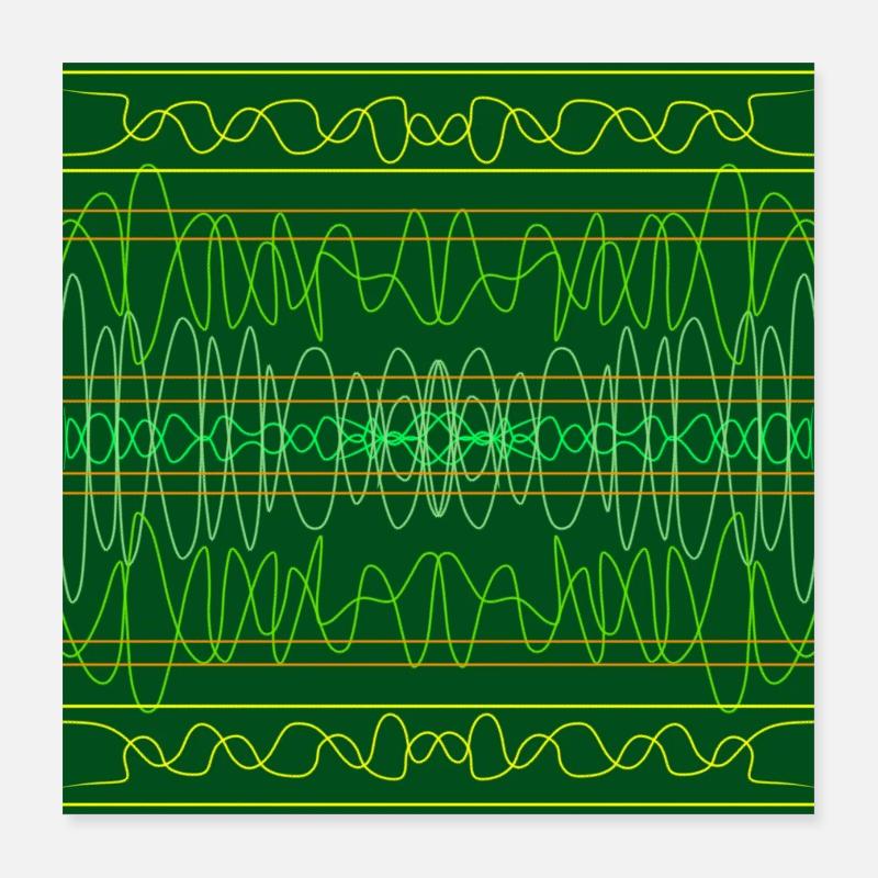 Lignes géométriques sur fond vert Poster 40 x 40 cm