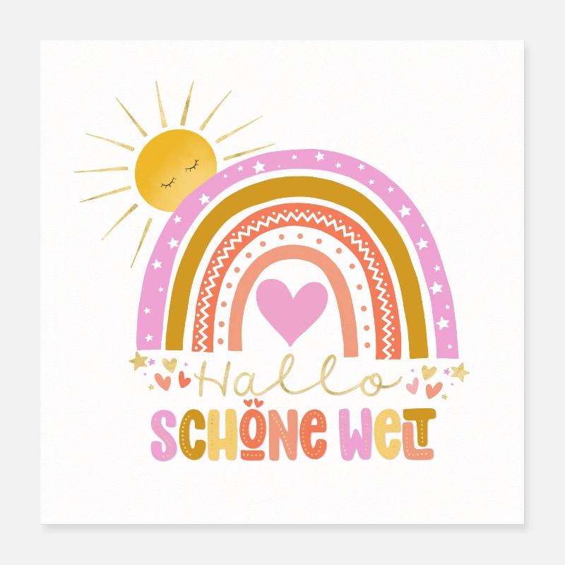 Regenbogen - Poster 40x40 cm - Weiß