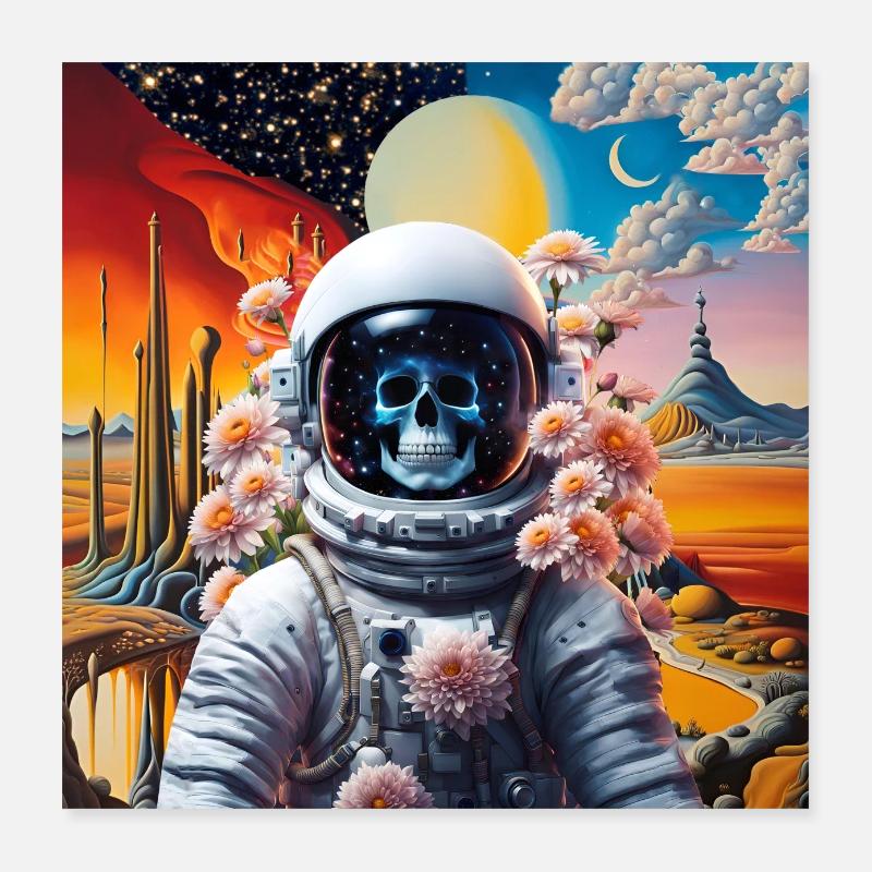 Astronaut Surreal Planet Poster 40x40 cm