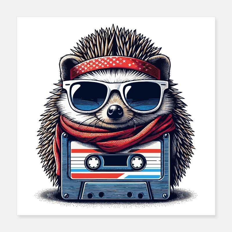 Hérisson Cassette Compacte Cassette Cassette Cadeau Poster 40 x 40 cm