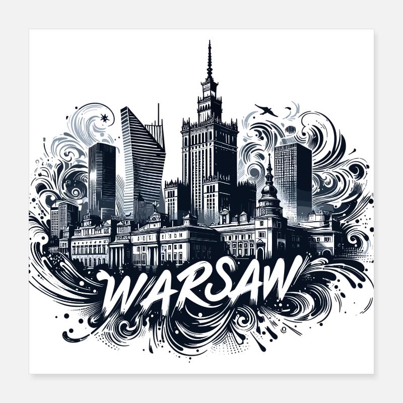 Varsovie Capitale Pologne Cadeau Poster 40 x 40 cm
