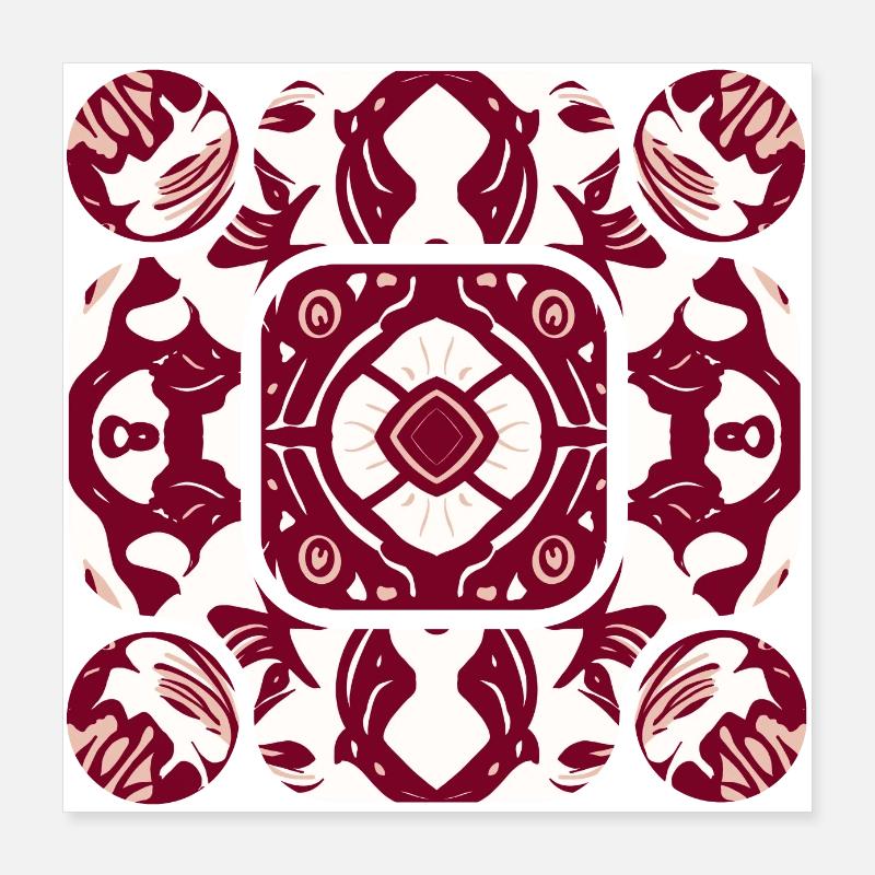 Abstraction blanche et rouge Poster 40 x 40 cm