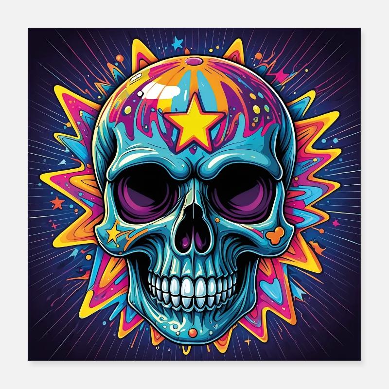 Brightly Colored Skull Poster 16" x 16" (40x40 cm)