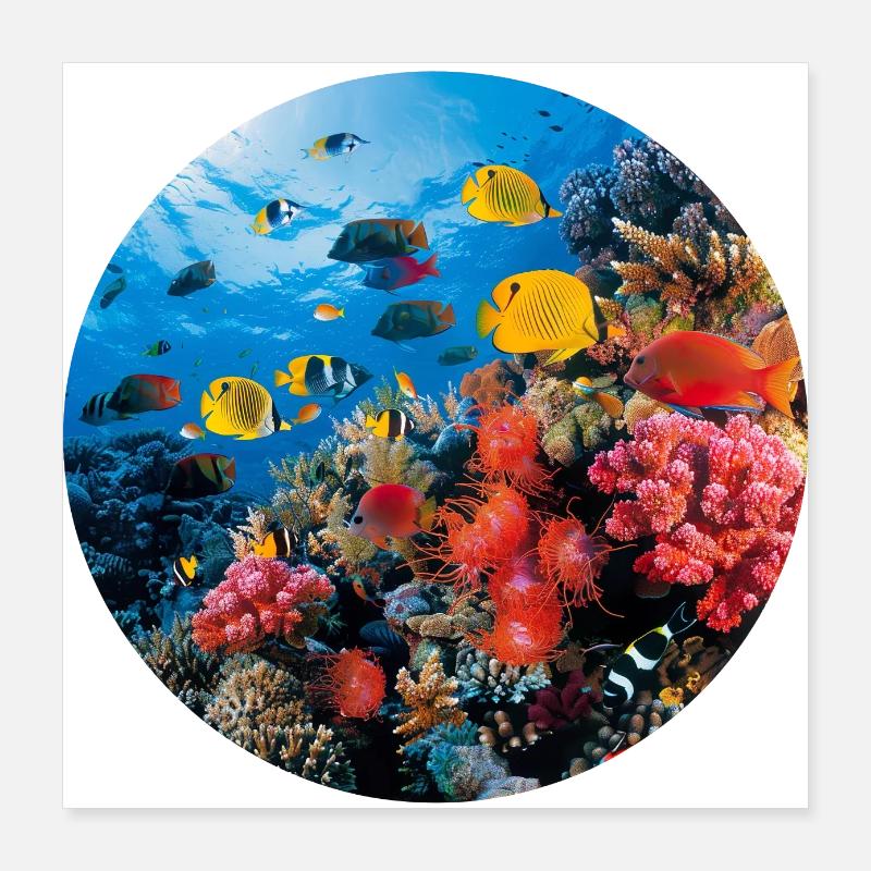 A dive through a coral reef Poster 16" x 16" (40x40 cm)