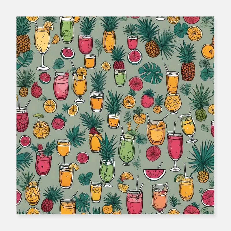 Tropisches Drinkmuster Poster 40x40 cm
