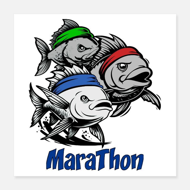 MARATHON ! (footing, running) Poster 40 x 40 cm
