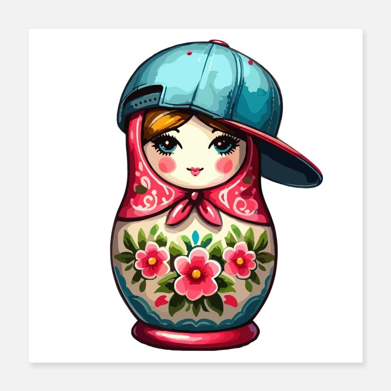 Matriochka Cool Cap Cadeau Poster 40 x 40 cm