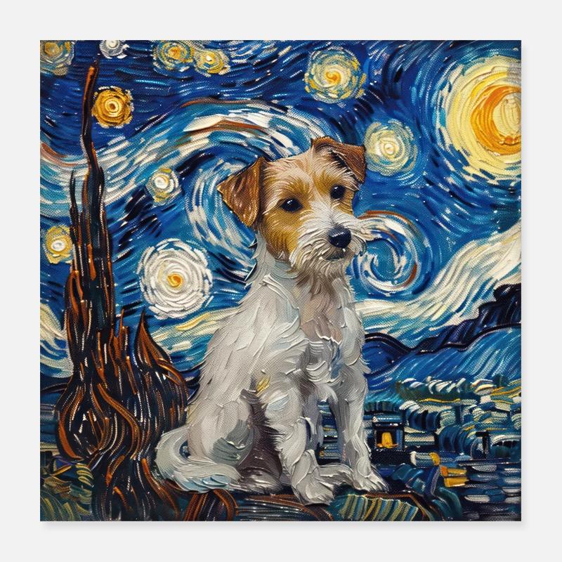 Jack Russel Terrier Van Gogh Poster 40 x 40 cm
