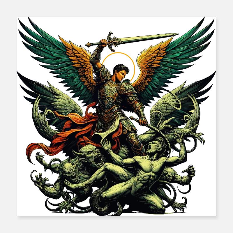 Erzengel Heiliger Religion Gott Engel Glaube Michael Poster 40x40 cm