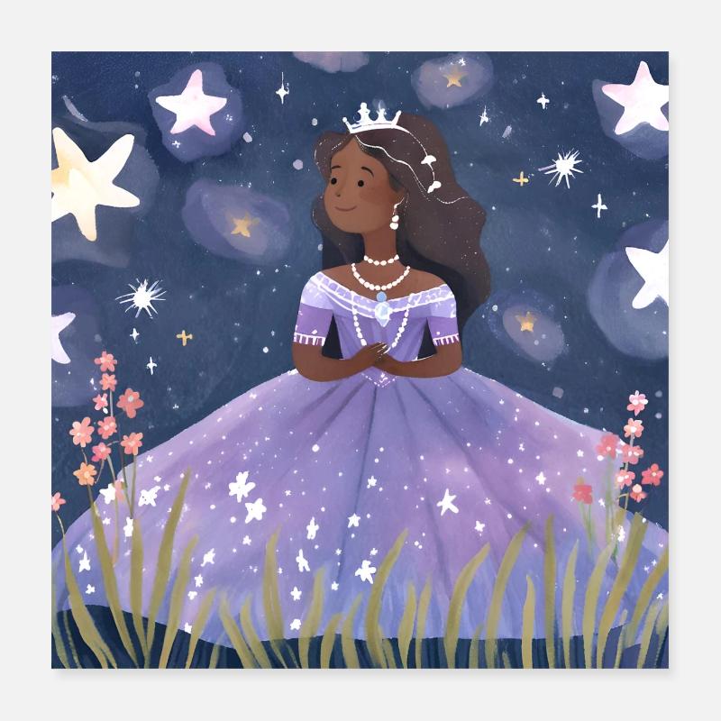 Prinzessin mit Sternenhimmel Poster 40x40 cm