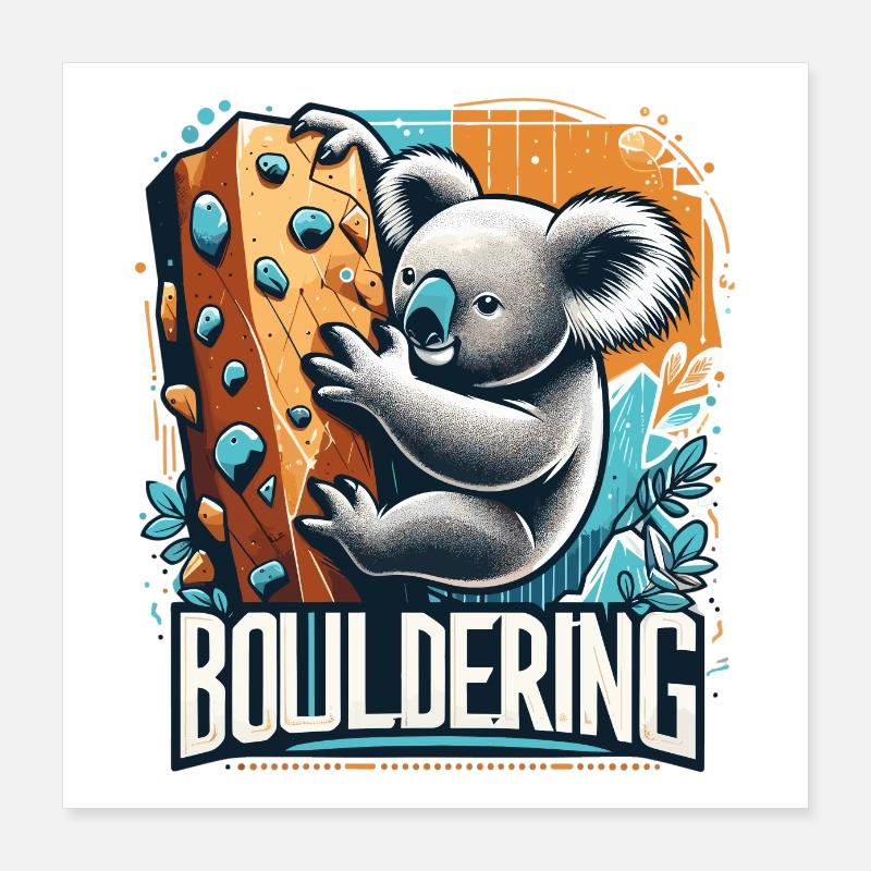 Bouldering Koala Gift Poster 16" x 16" (40x40 cm)