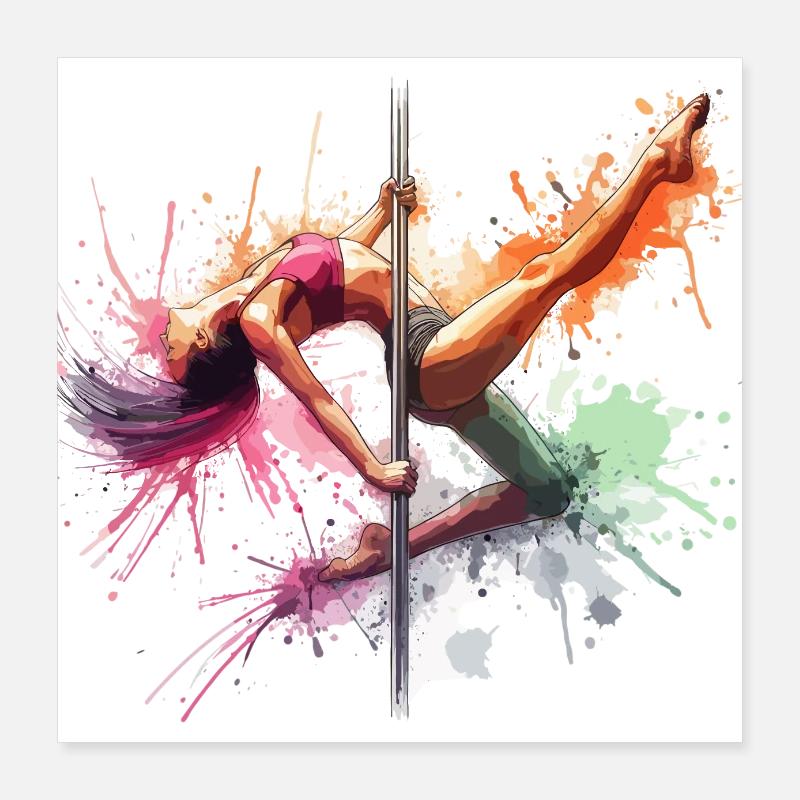 Pole Dance Dynamik Farben Poledance Geschenk Poster 40x40 cm
