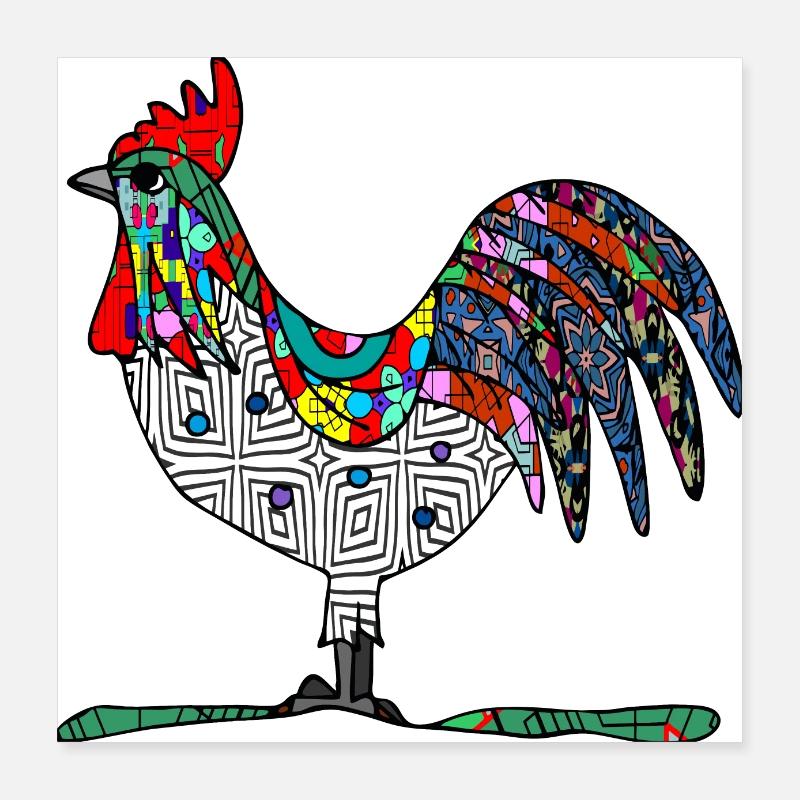 Rooster Poster 16" x 16" (40x40 cm)