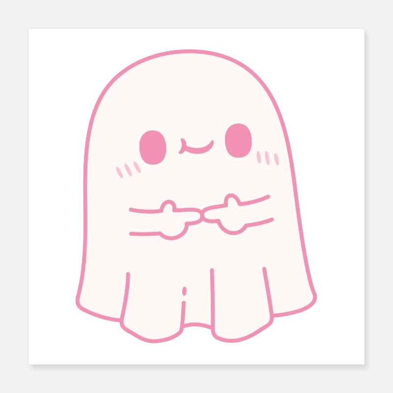 Cute Shy Ghost Poster 16" x 16" (40x40 cm)
