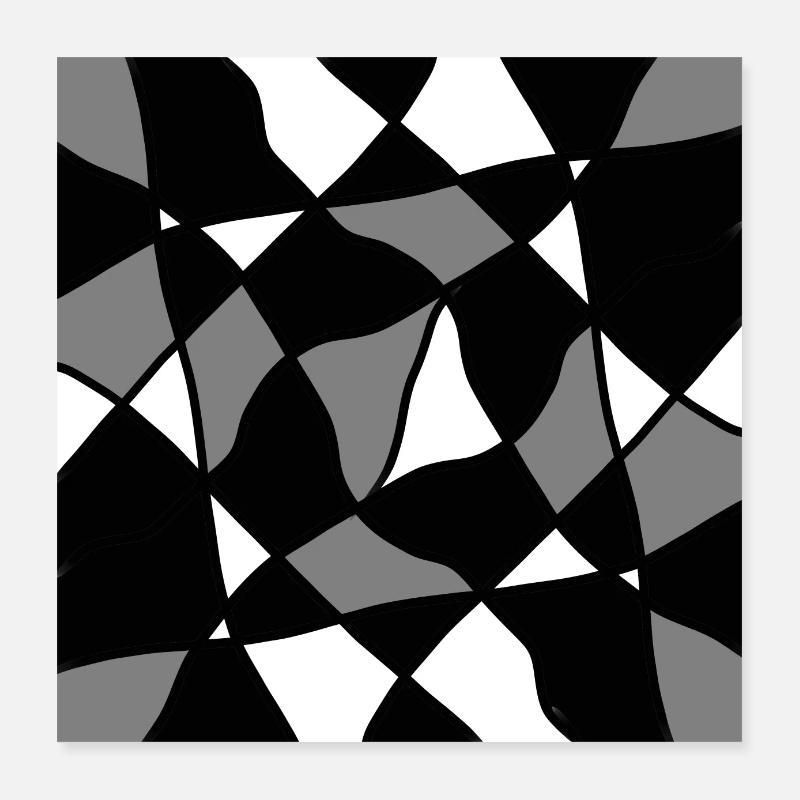 black and white geometric mosaic Poster 16" x 16" (40x40 cm)