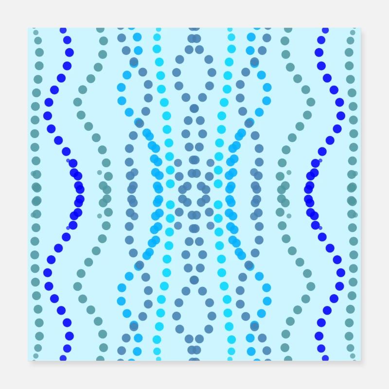 Blaue Punktlinien - Poster 40x40 cm - Weiß