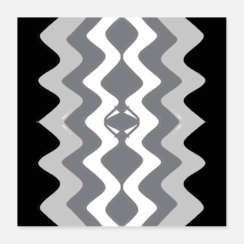 Zick-Zack-Vertikal Grau Poster 40x40 cm