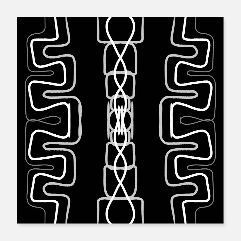 Abstraktes Design in Weiß, Grau und Schwarz Poster 40x40 cm