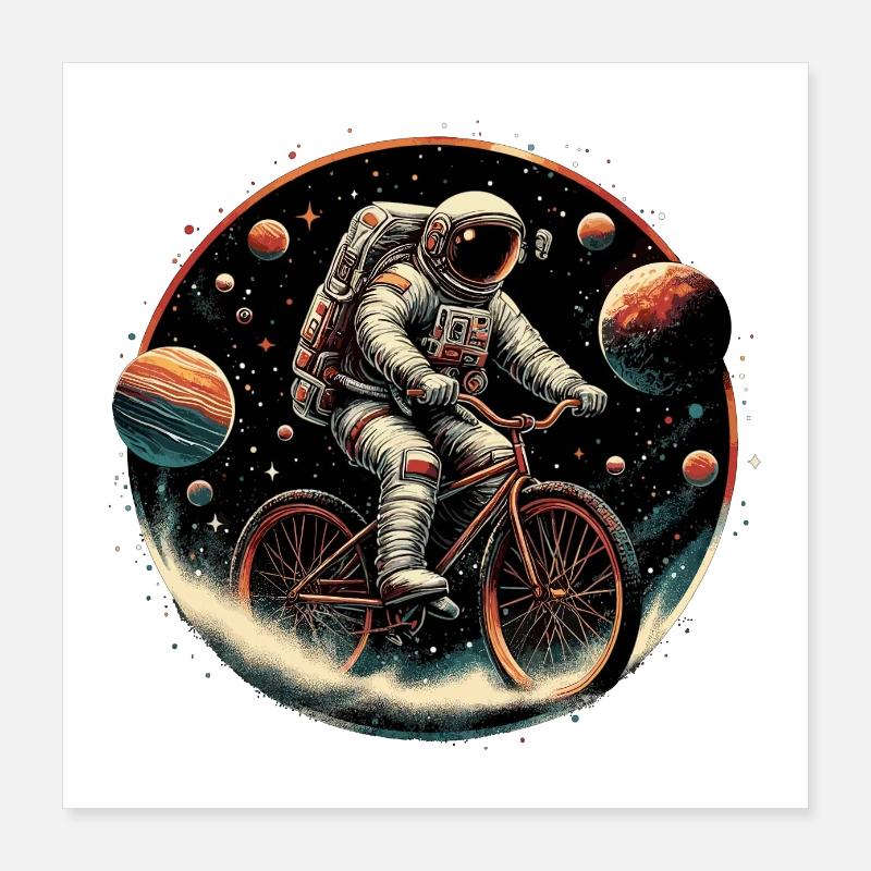 Vélo astronaute Orbid cyclisme cadeau Poster 40 x 40 cm