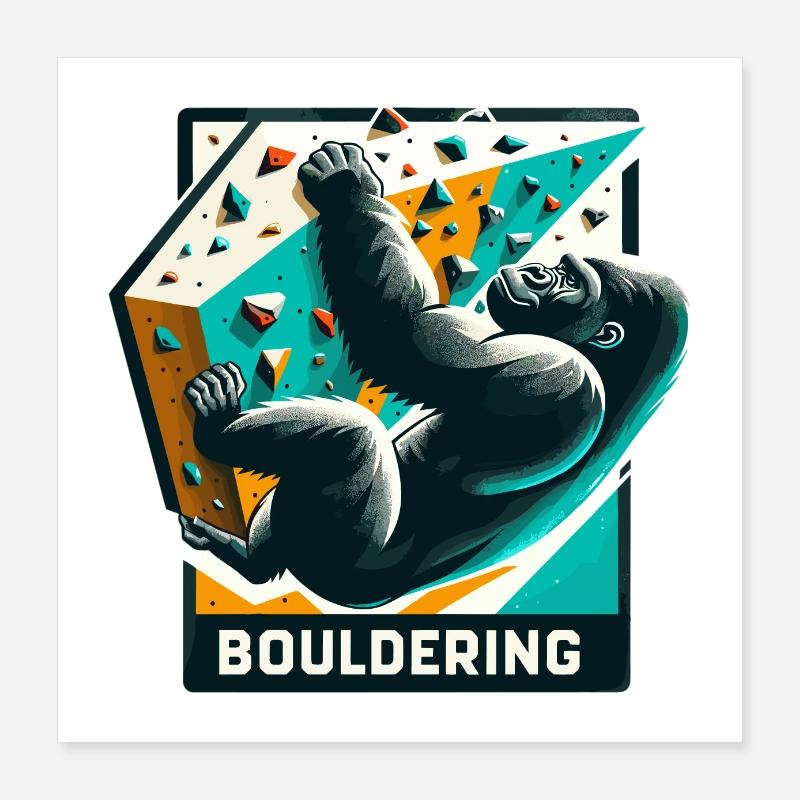 Cadeau de gorille d’escalade de bloc Poster 40 x 40 cm
