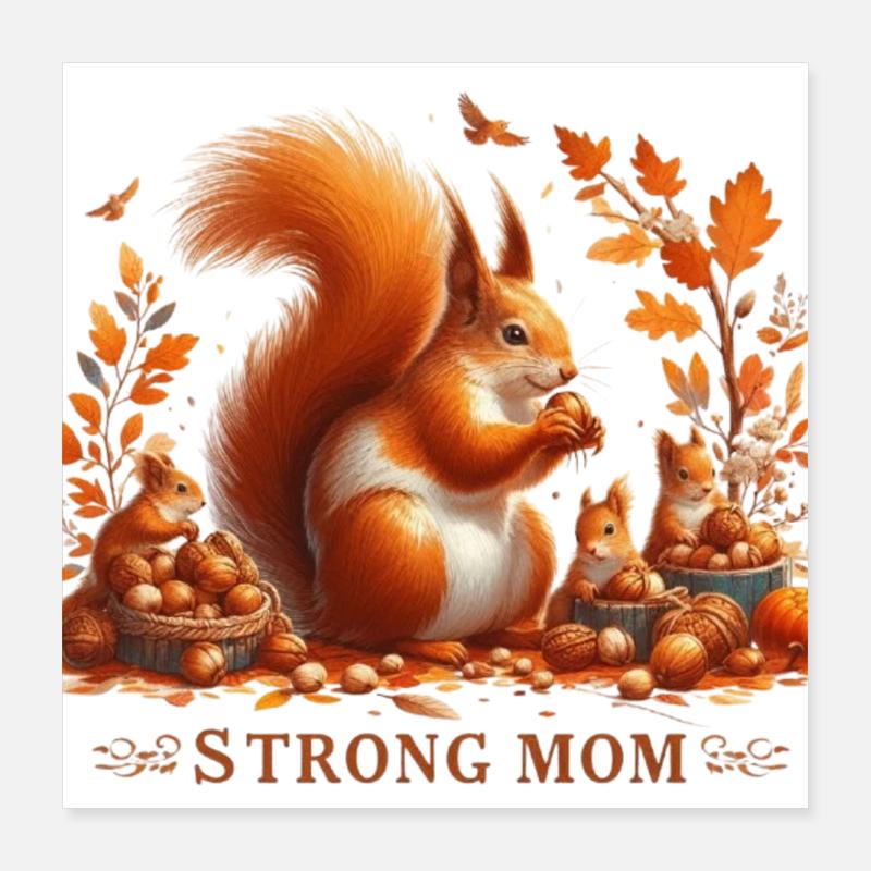 maman écureuil Poster 40 x 40 cm