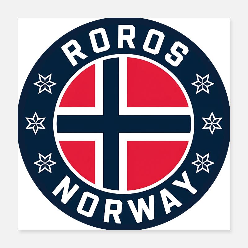 Drapeau de la Norvège Roros Poster 40 x 40 cm