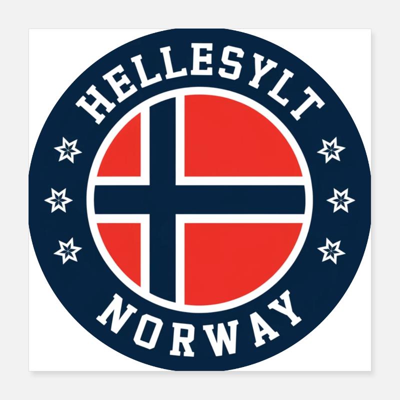 Hellesylt Drapeau de la Norvège Poster 40 x 40 cm