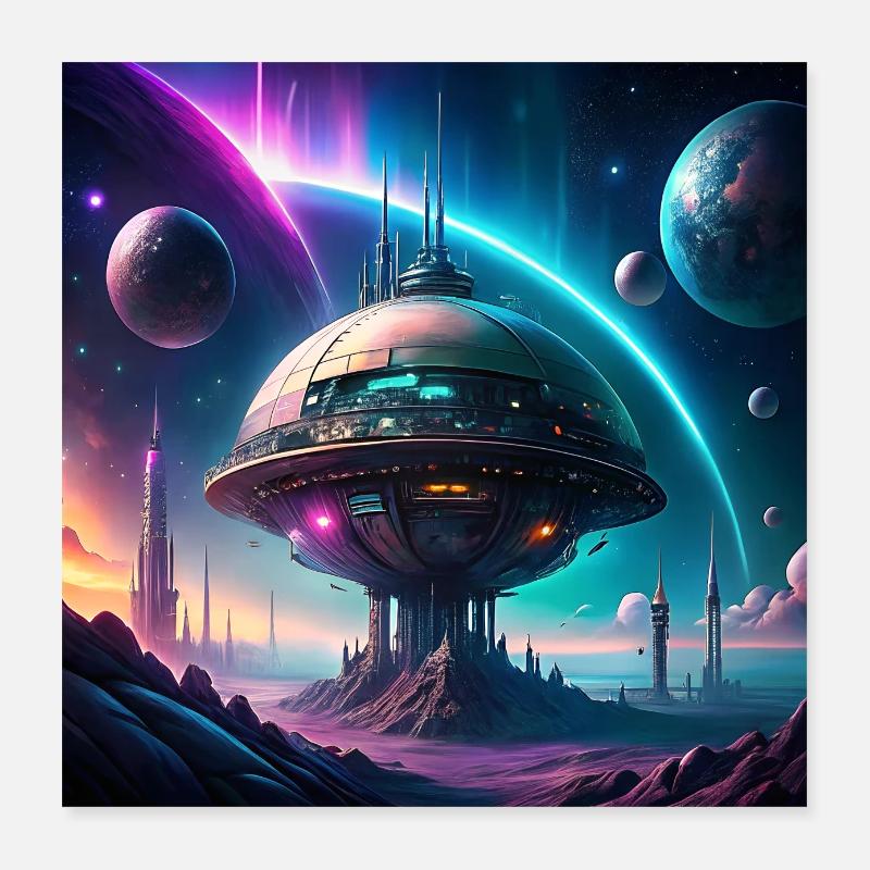 Futuristic City Poster 40x40 cm
