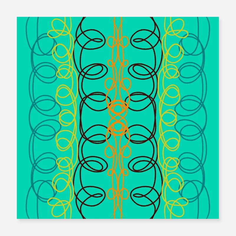 Symmetrical doodles on mint green Poster 16" x 16" (40x40 cm)
