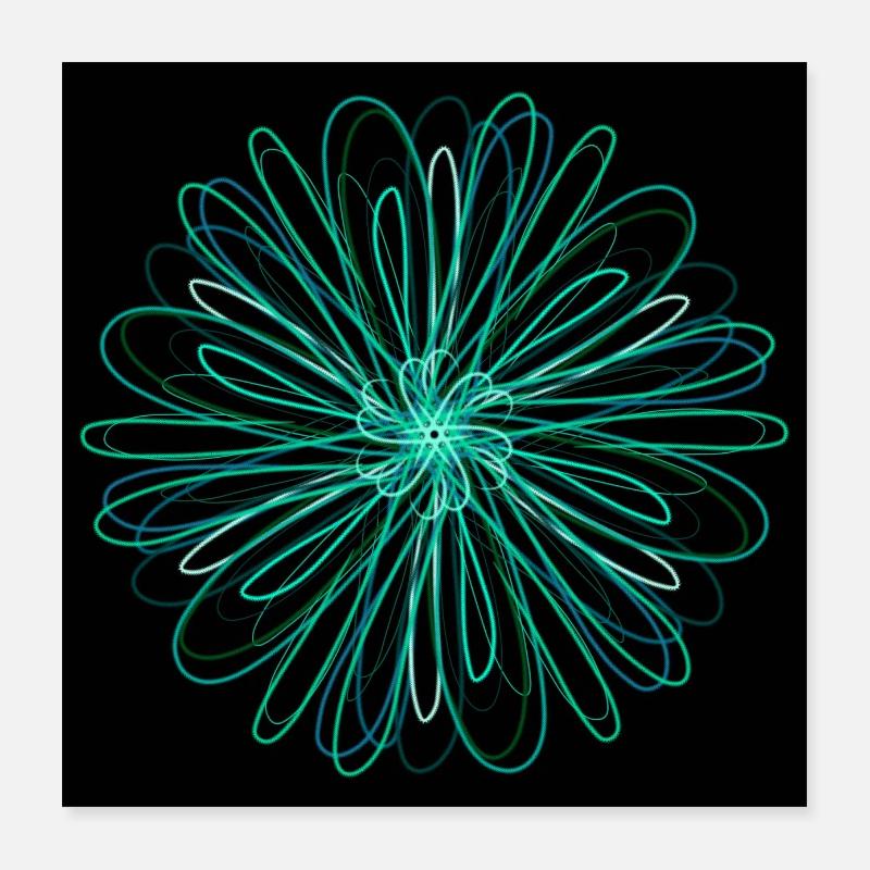 Étoile géométrique sarcelle Poster 40 x 40 cm