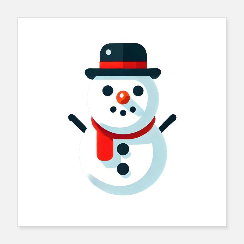 Schneemann mit Schal Poster 40x40 cm