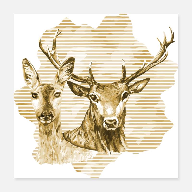 Deer and doe Poster 16" x 16" (40x40 cm)