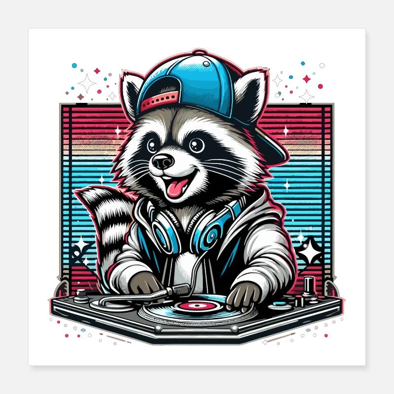 Wachbär DJ DJane Gift Poster 40 x 40 cm